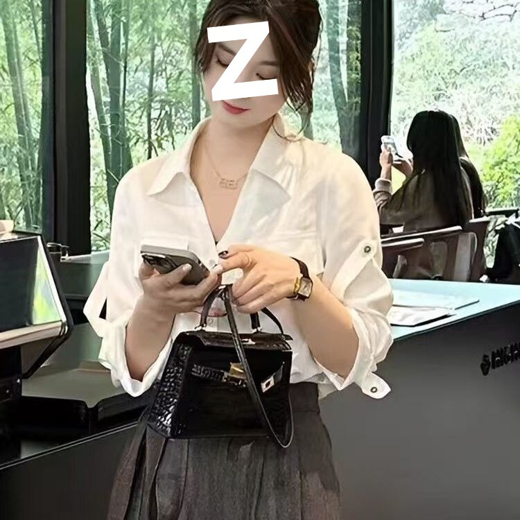 新品设计棉长袖职业衬衣韩版上衣气质新款2025法式时尚百搭衬衫|undefined