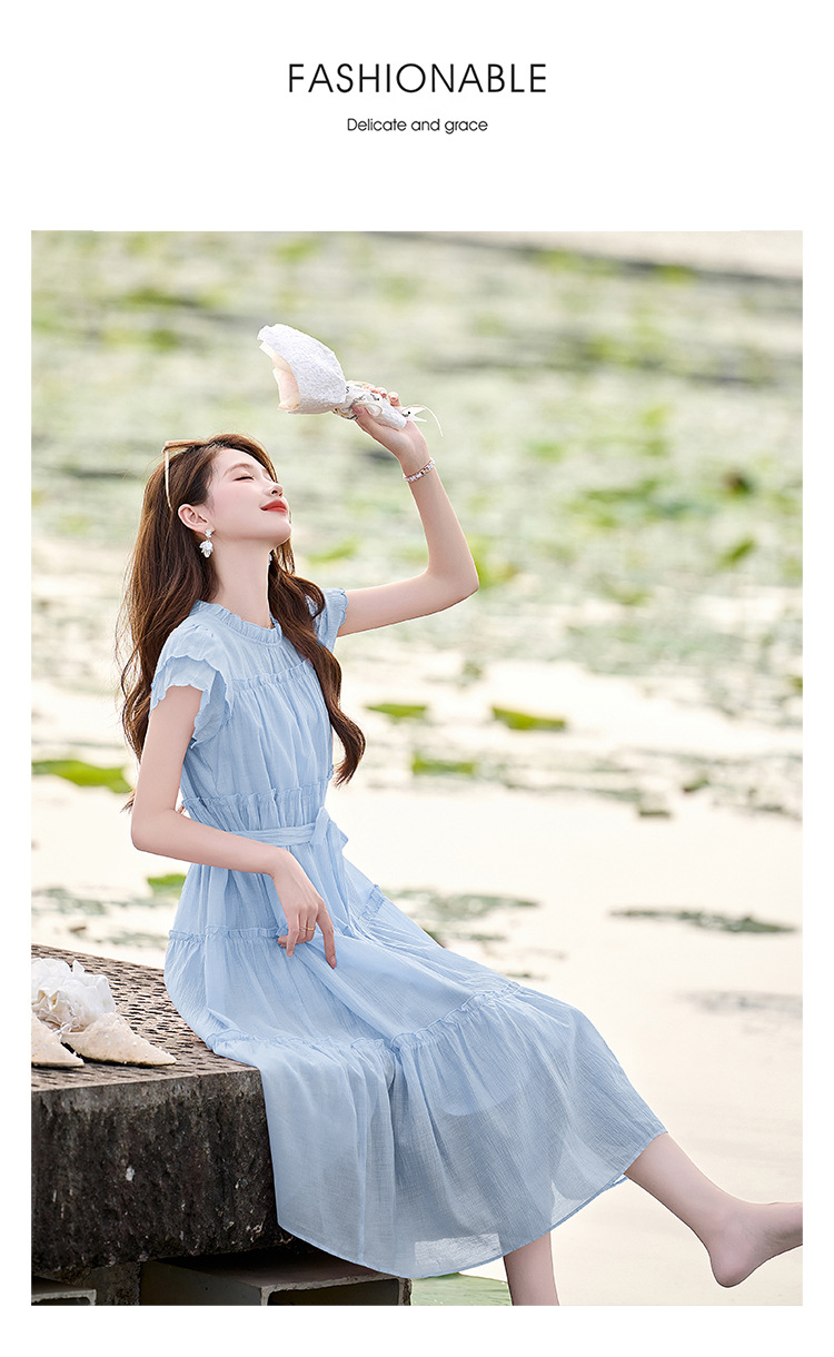 Váy liền suông midi che bụng thời trang hè 2025 dáng rộng khí chất LM6906 — Màu hồng, Màu trắng chi tiết 22
