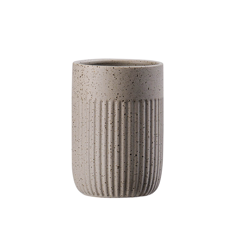 Modern Minimalist Ceramic Striped Vertical Pattern Couple's Toothbrush Mouthwash Cup, Bathroom Wash Cup_voghion.com