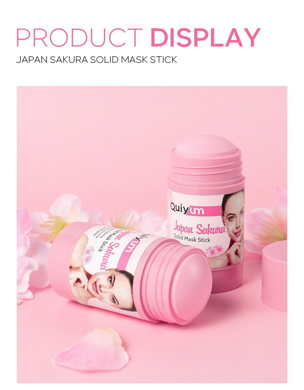 QUIYUM Japanese Cherry Blossom Solid Mask Stick 40g Hydrating, Moisturizing and brightening skin tone Cross-border manufacturer wholesale in stock undefined
