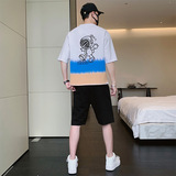 Летняя модная трендовая футболка с коротким рукавом, шорты, штаны, японский комфортный дышащий спортивный костюм для отдыха, градиент