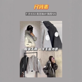 高品质~25秋冬新款经典基础款立领连帽羊毛呢夹棉百搭卫衣外套女