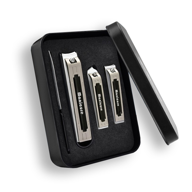 Cuatro piezas de archivo en stock tijeras de uñas de vidrio, conjunto de cortadores de uñas, caja de regalo de uñas domésticas a prueba de salpicaduras image 4