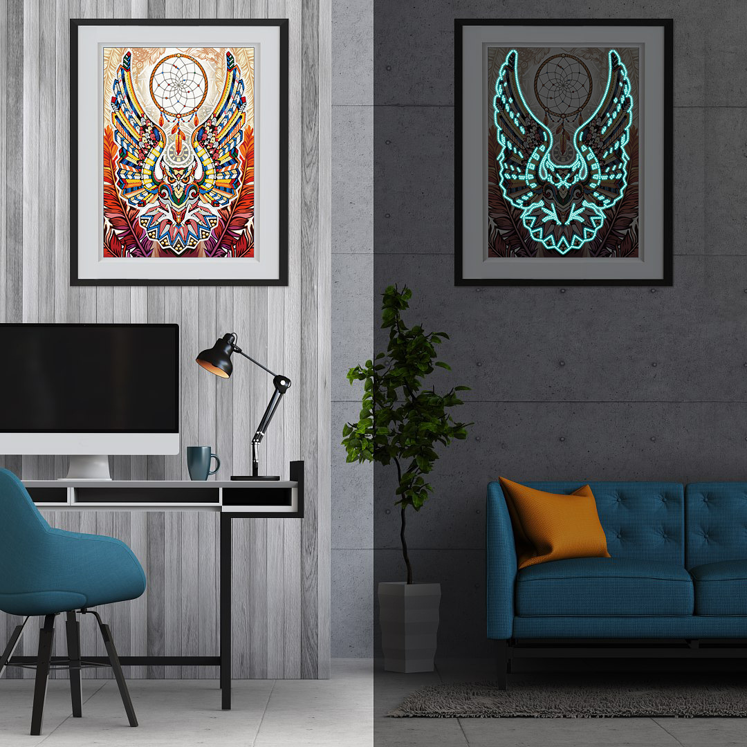 Explosiones transfronterizas pinturas de diamantes luminosas hechas a mano dormitorio sala de estar pinturas de diamantes perimetrales decoración luminosa sin marco