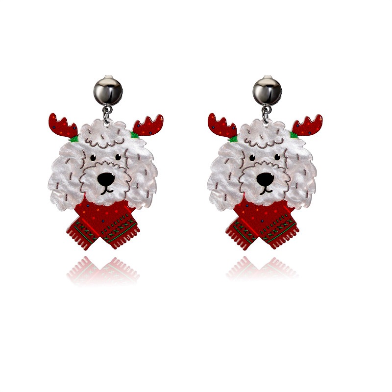 Navidad transfronteriza joyas navideñas bonitos sombreros de Navidad pendientes de animales de moda femenina pendientes de orejas navideñas