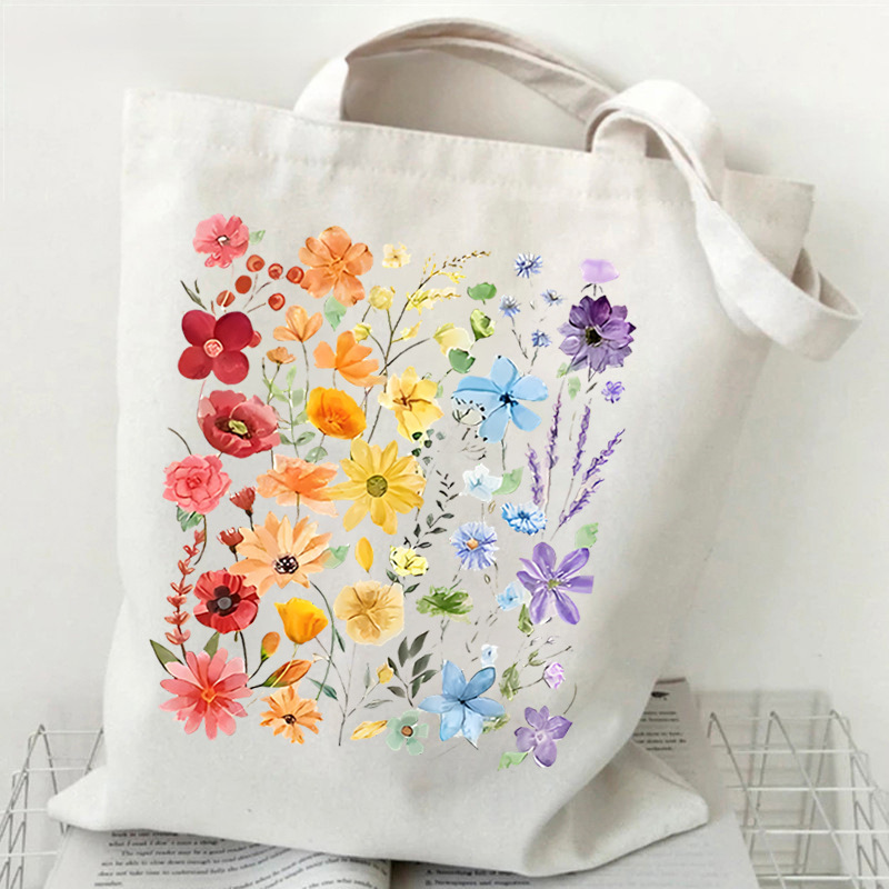 Daisy Rose Lavender tas impresa bolsa de lona bolsa de hombro bolsa de mano bolsa de compras comercio exterior transfronterizo