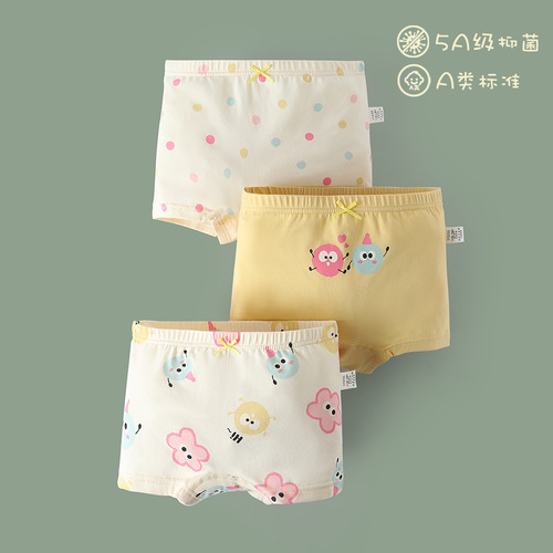 Cartoon pure cotton children's underwear summer thin boxer antibacterial little girl baby middle and older girl's shorts wholesale