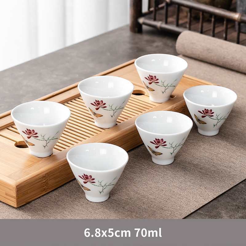 화이트 도자기 버킷 컵-모란 6 팩