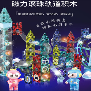 Cross-Border Supply of Colored Window Magnetic Sheet Ball Track Children's Educational Building Toys Light Music Ferris Wheel Wholesale
