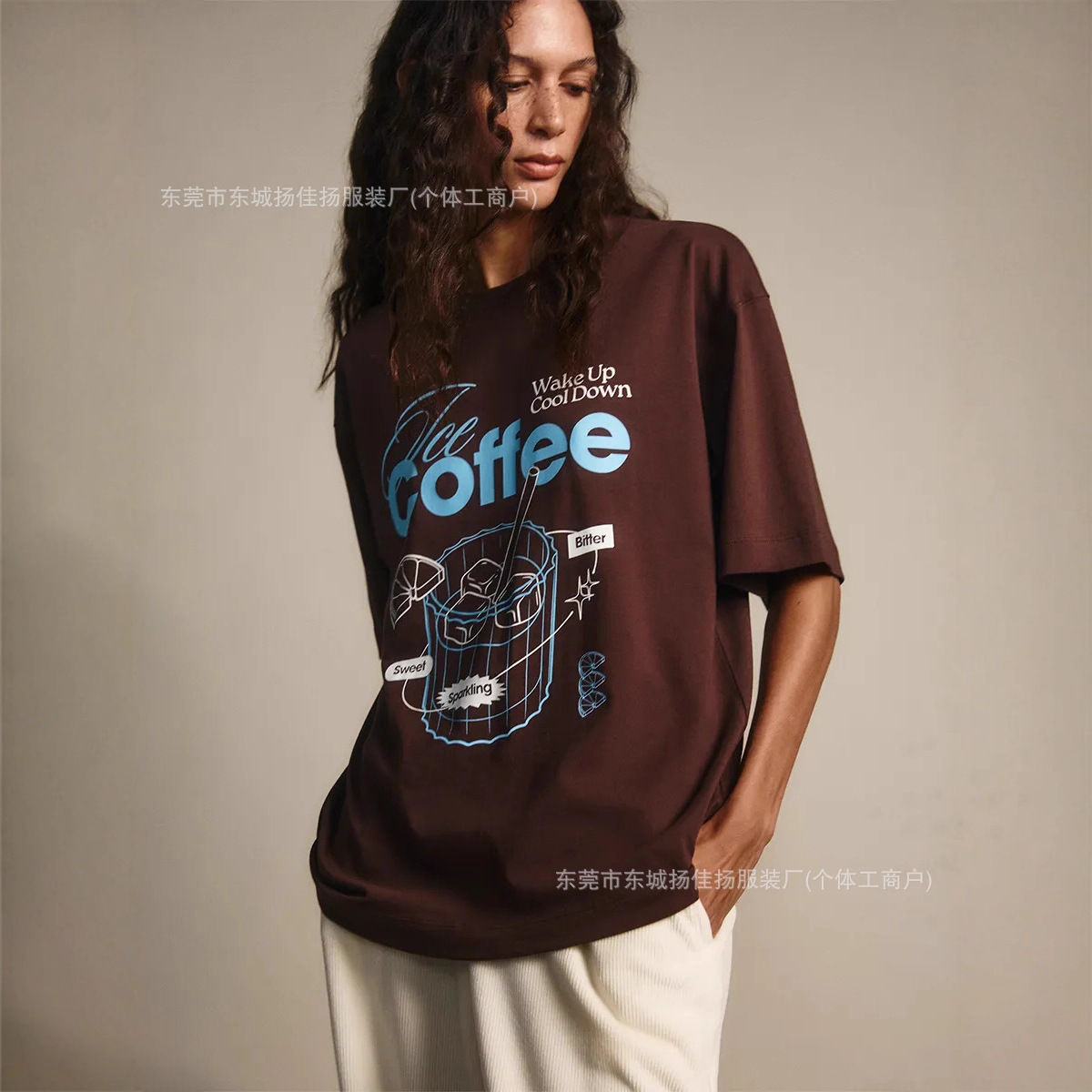 American Retro Popular Niche Age-Reducing Fashion Printed Loose and Comfortable Outer Wear 100% Cotton Short-Sleeved T-Shirt Top