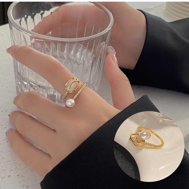 Simple Style Geometric Copper Inlay Zircon Open Ring 1 Piece