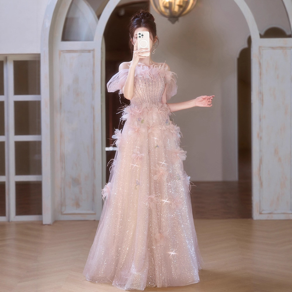 Fairy-Like Floral Evening Dress 2026 New Style Women's High-End Elegant Graduation Adult Classy Light Luxury Banquet Dress