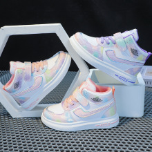 2023秋季新款儿童休闲鞋子欧美女童高帮运动鞋中大童防滑软底板鞋