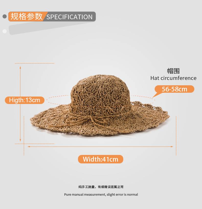 Hand Hook Big Brimmed Straw Hat Summer All-match Garden Sunscreen Sun Hat Tide display picture 3