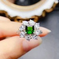 Новый натуральный транспироксен кольцо S925 серебро инкрустированный основной камень 6*6 мм