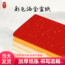 四尺洒金粉彩宣纸半生半熟撒金仿古彩色小楷书法纸六尺龙纹洒金宣