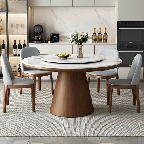 Luxury and simple Nordic modern style Italian home high-end small apartment octagonal chair solid wood round table 