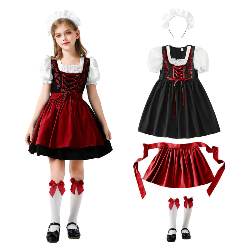 ハロウィンバイエルン子供衣装ドイツオクトーバーフェストメイド衣装女の子ギャザースカート|undefined