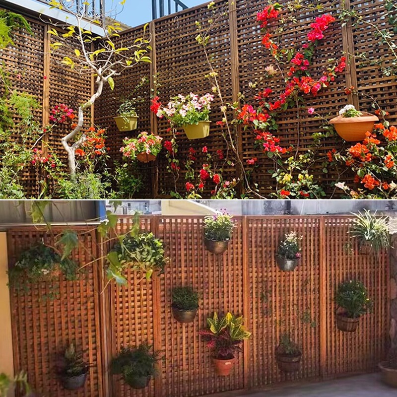Anticorrosive Wood Fence Thickeneded Outdoor Garden Courtyard Fence Partition Guardrail Balcony Flower Stand Grids Flower Trough Climbing Pergola