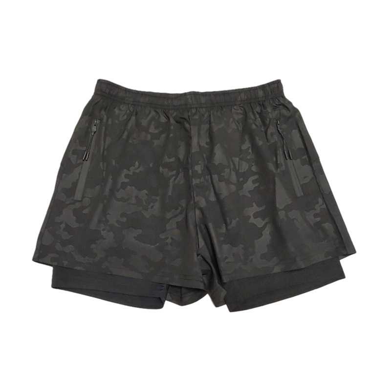 Men's clothing Stretch running sports casual double-layer fitness shorts_viptrois.com