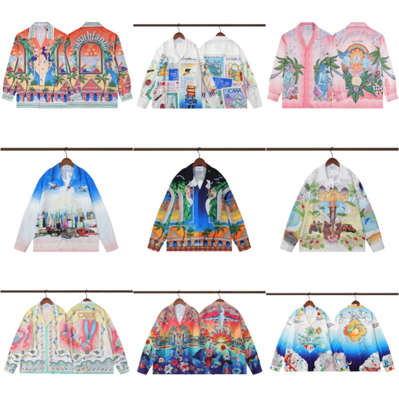 CASA Blanca long sleeve Casablanca digital inkjet CASA men's fancy shirt fashion long sleeve T-shirt