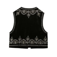ZR foreign trade wholesale European and American style women's clothing retro fashion casual embroidered velvet vest 6895268 800