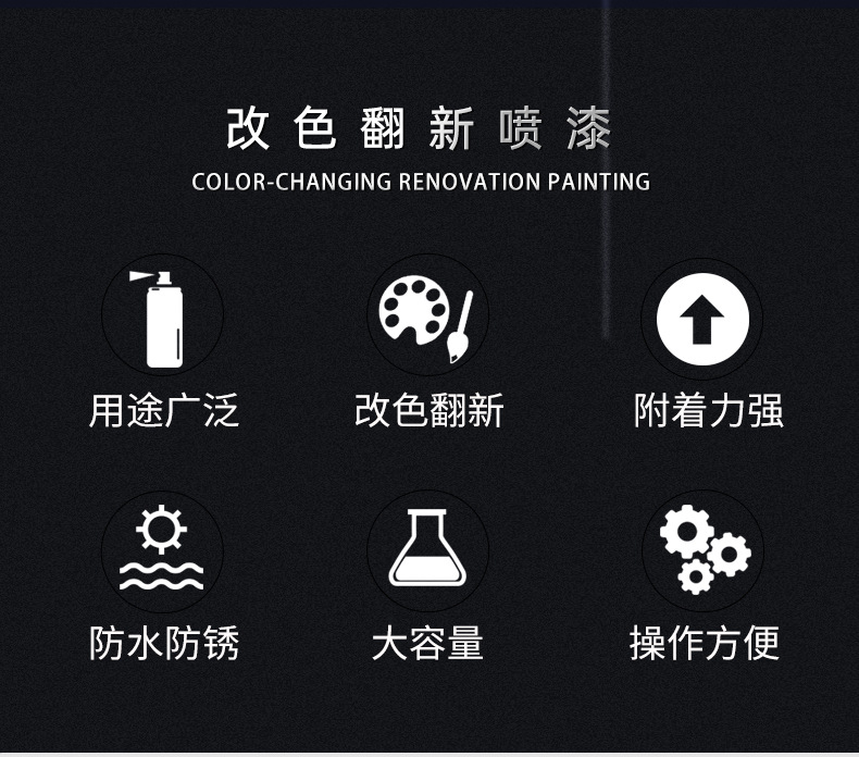 Haoshun factory direct camp Haoshun paint metal paint black and white gold car color change wall paint hand-cranked self-spray paint