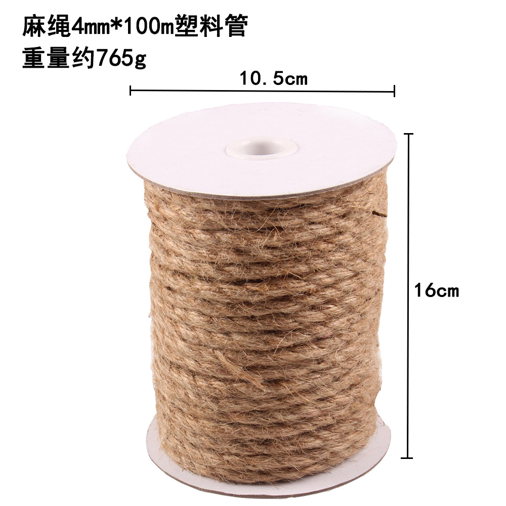 Cuerda de cáñamo de protección del medio ambiente, cuerda hecha a mano de bricolaje, decoración, embalaje, etiqueta, cuerda de cáñamo 1mm-20mm, varias especificaciones de grosor