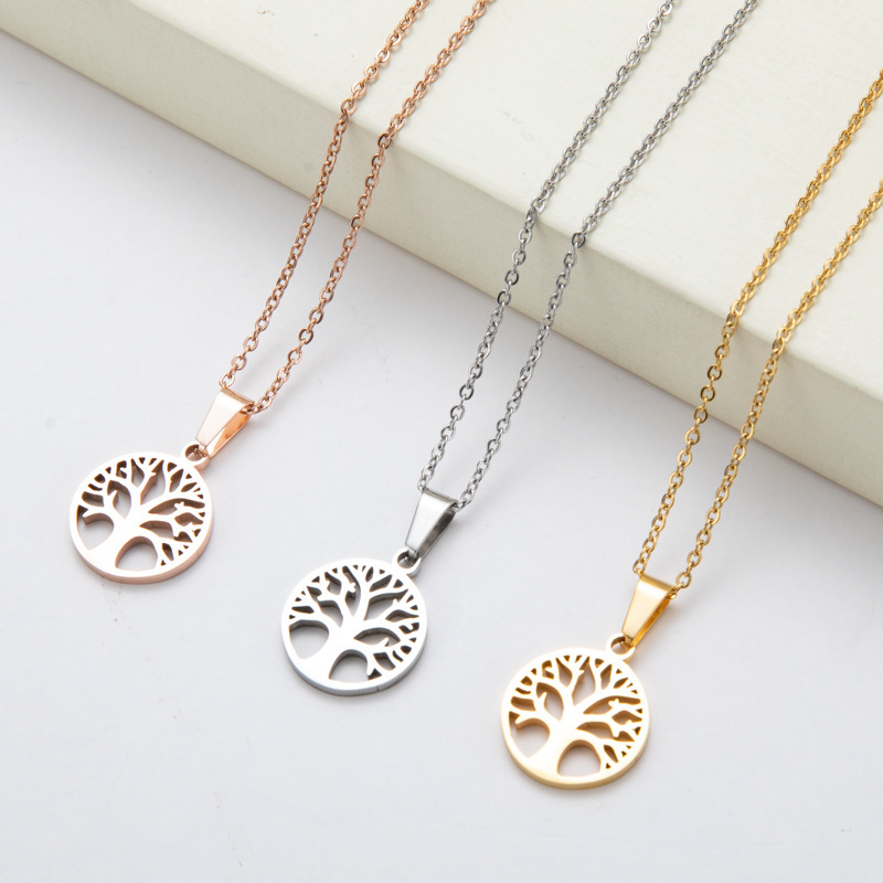 Fashion Round Tree Stainless Steel Plating Pendant Necklace 1 Piece display picture 5