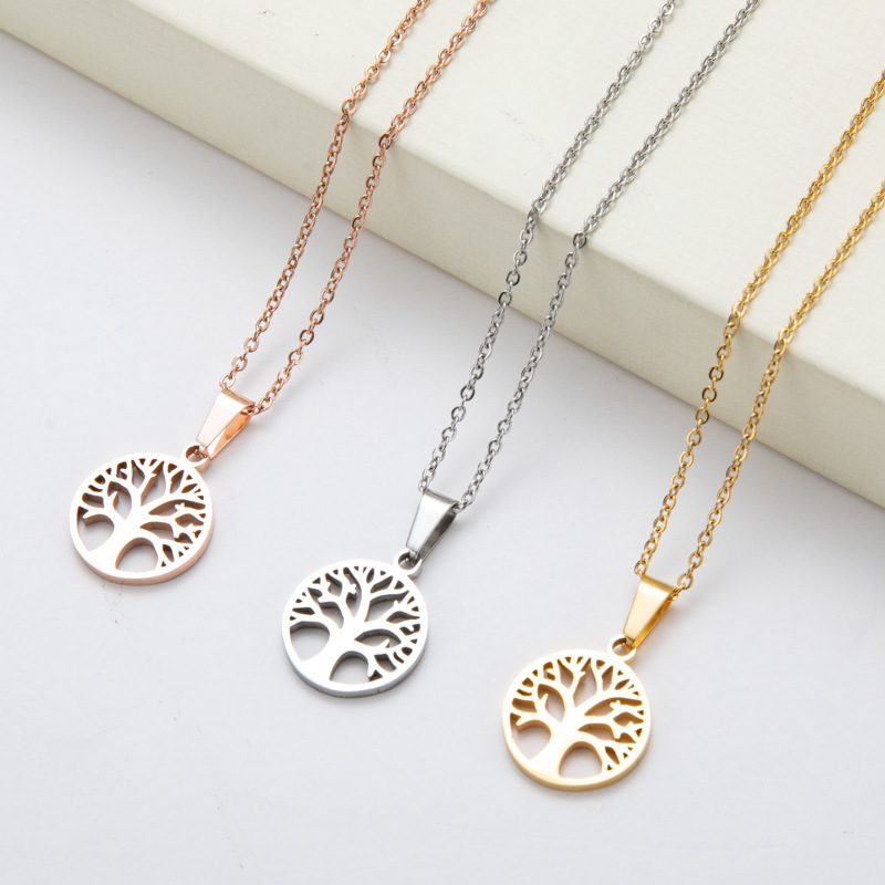 Fashion Round Tree Stainless Steel Plating Pendant Necklace 1 Piece