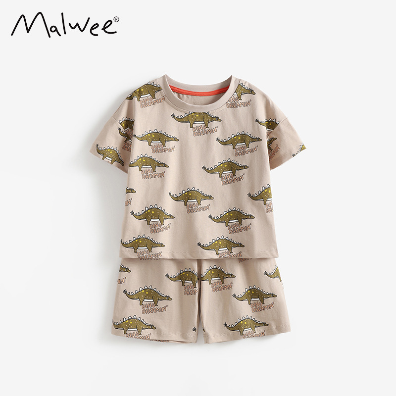 Malwee transfronterizo de niños de dos piezas de verano nuevo estilo europeo y americano de niños de cuello redondo de manga corta pantalones de cintura elástica image 6