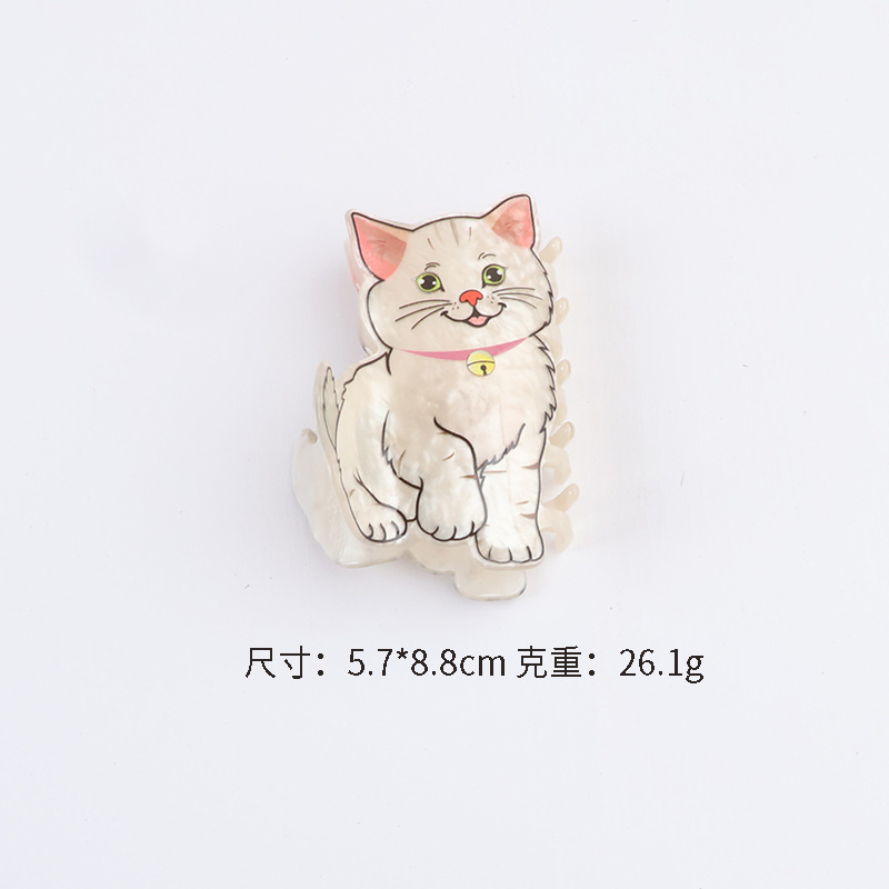 新法式镶钻可爱猫咪抓夹发抓镂空镶钻醋酸发夹少女盘发鲨鱼夹女发|undefined