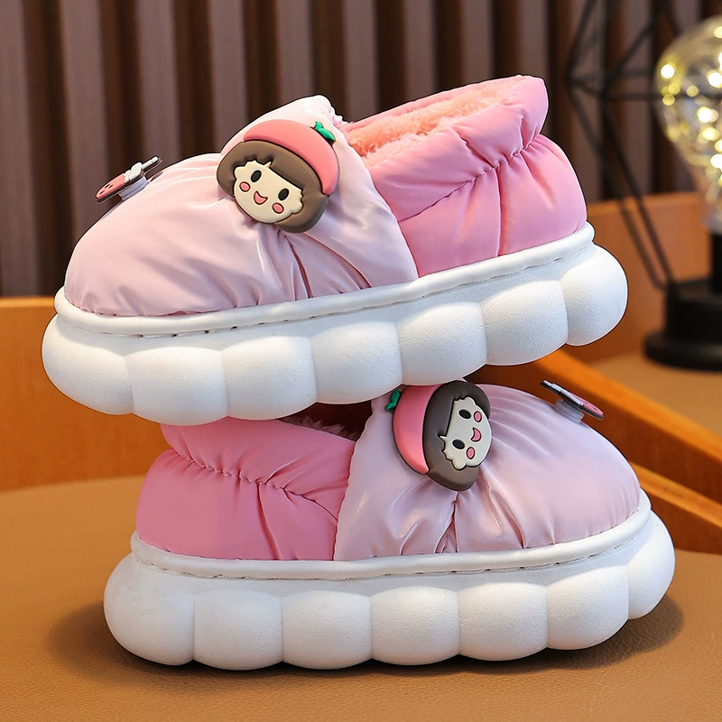 Детские хлопчатобумажные тапочки для девочек зимний 2024 новый стиль для девочек мальчик детские водонепроницаемые тапочки зимний дом хлопчатобумажные тапочки
