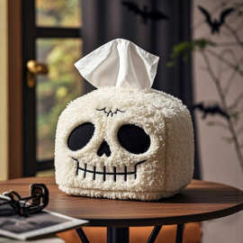 新品Halloween 万圣节南瓜骷髅头抽纸盒毛绒玩偶公仔节日氛围