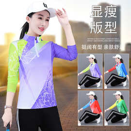 套装速干立领运动服女新款休闲服时尚长裤长袖春季显瘦薄款二件套