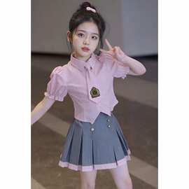女童连衣裙夏季新款儿童学院风套装女孩百褶裙子两件套洋2026新款