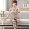 Pijama for elderly for mother, trousers, cardigan, set, 24 years, for middle age, with short sleeve, floral print