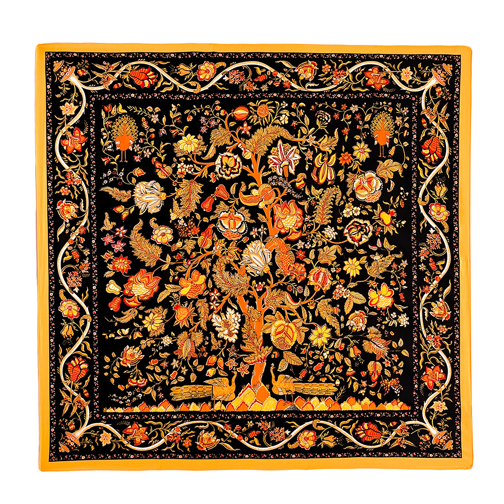 Women's Elegant Tree Leaves Flower Satin Silk Scarf display picture 12