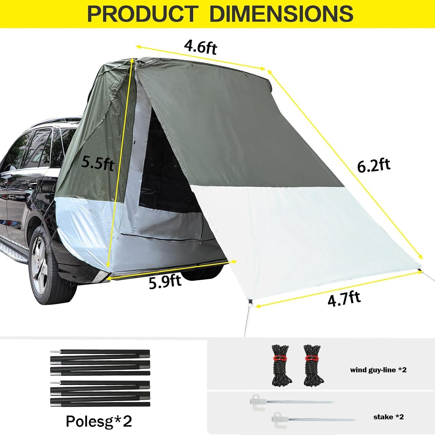 Cross-Border Outdoor Car Camping Tent, Portable and Easy-To-Set-Up Tent for Camping, Road Trips, and Changing Clothes