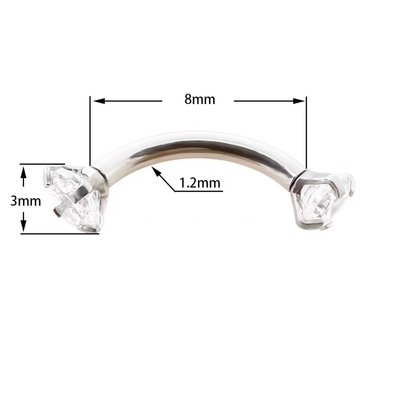 Cross-border e-commerce human body puncture curved rod inner tooth eyebrow nail zircon ear bone nail ear nail factory wholesale