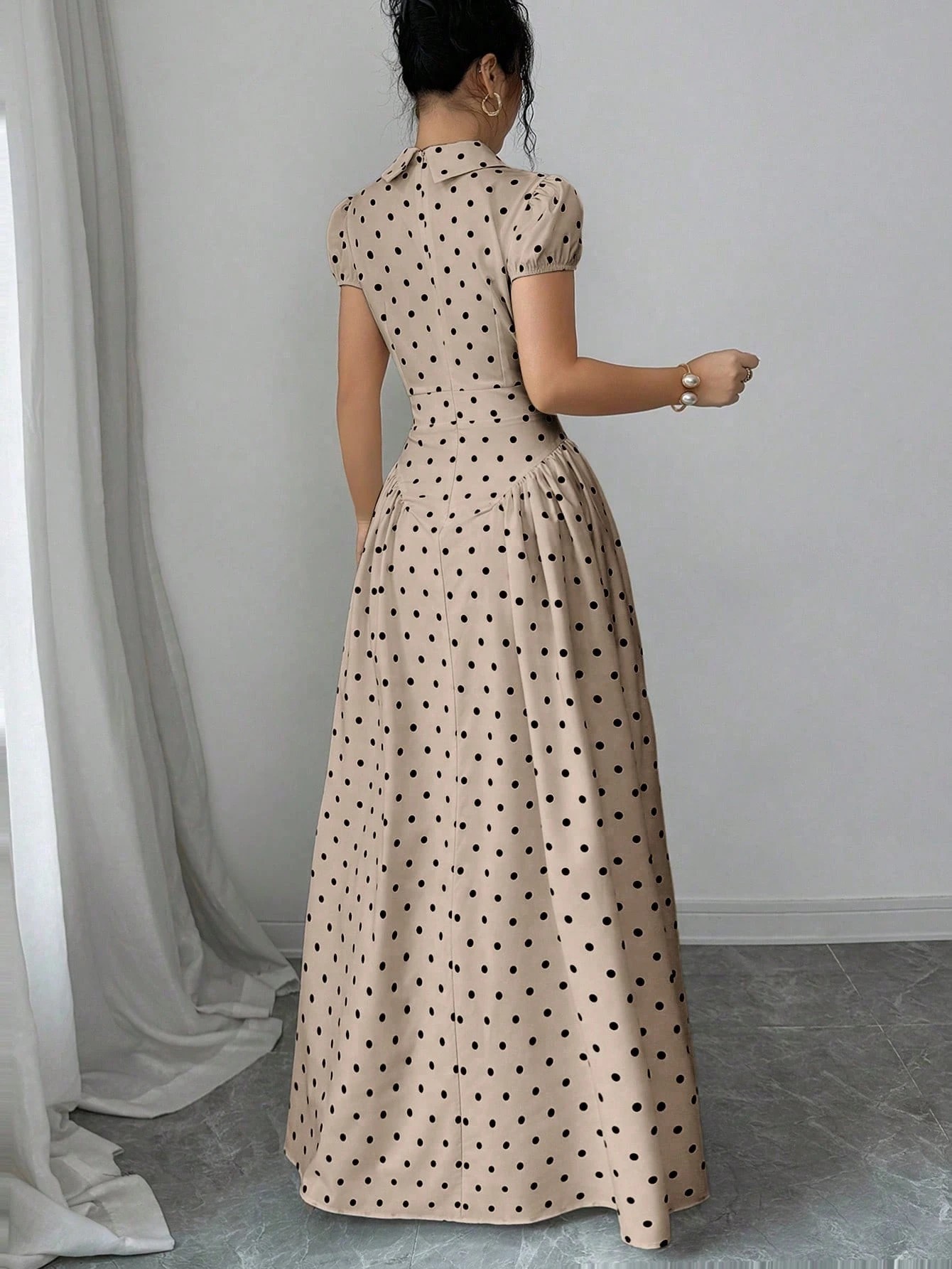 New Women's Polka Dot Dress Short Sleeve Summer Style French Retro Slimming Elegant Long Dress For Youthful Fashion_ecoleips.com