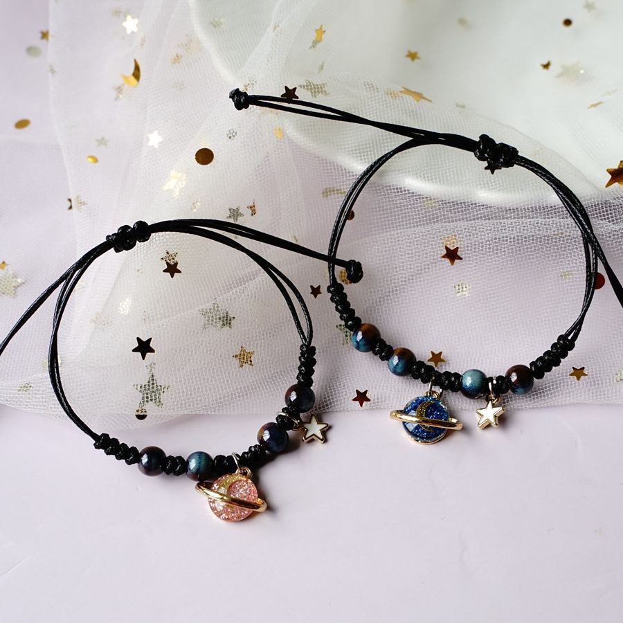 14g Weight Alloy, Resin Pendant Material Simple Style Star Planet Alloy Resin Wax Line Woven Chain String Bracelets Wholesale