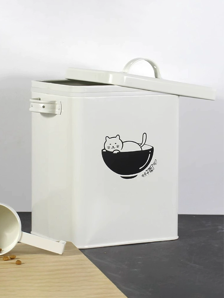 Pet Food Storage Container, Cute Cat Design, Multi-Size (Small–Large) with Optional Sealed Lid