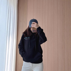 春秋新品蔻家女士卫衣CH字母后背马车连帽卫衣男休闲套头百搭帽衫