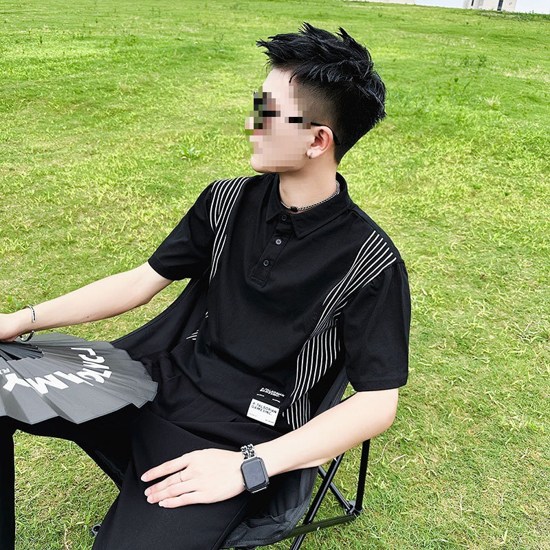 Polo de manga corta a rayas Camiseta de solapa de marca de moda de verano para hombre 2025 nuevo estilo casual ropa fina media manga