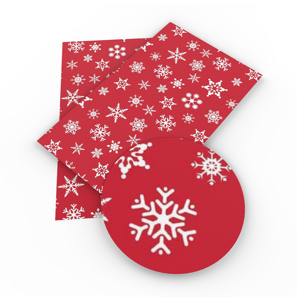 クリスマス雪花模様の薄いポリエステル綿や四面弾ニット生地のプリント生地手作りdiyシャツスカート服装生地