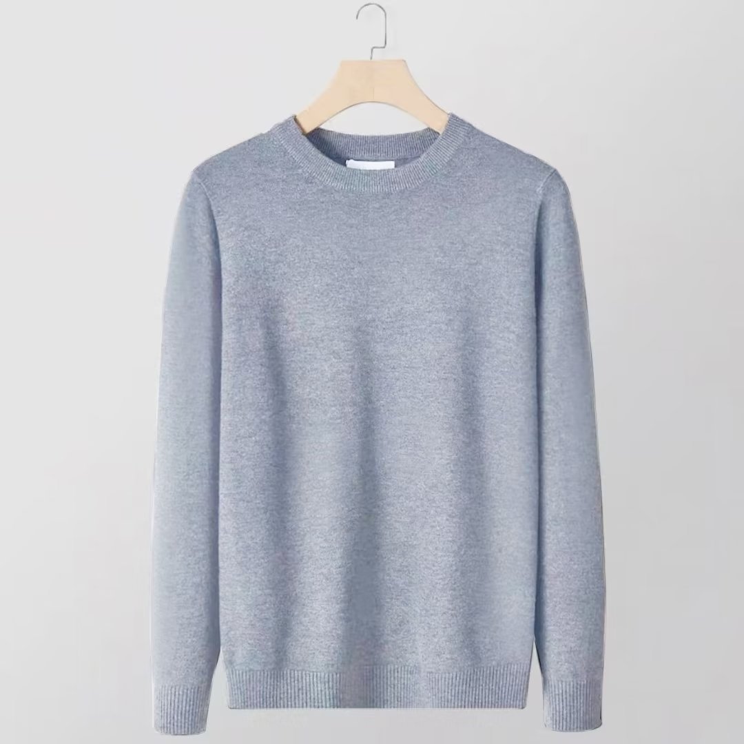 Hombres camisetas delgadas de punto de invierno jóvenes hombres cuello redondo de color sólido casual hoodie de manga larga suéter hombre transfronterizo mayorista