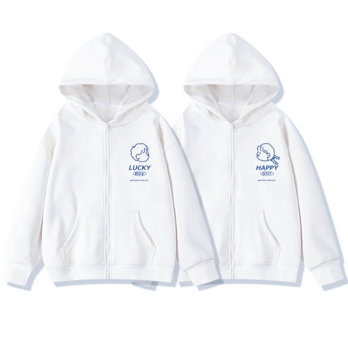 가을과 겨울 하이 엔드 센스 남성과 여성의 후드 스웨터 스페셜 커플 의류 틈새 기모 카디건 자켓 패션 브랜드 클래스 의류