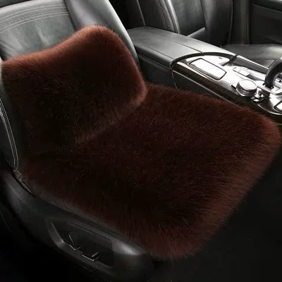 Car Universal Three-Piece Set: Wool pad - brown-single-seat-lumbar-support