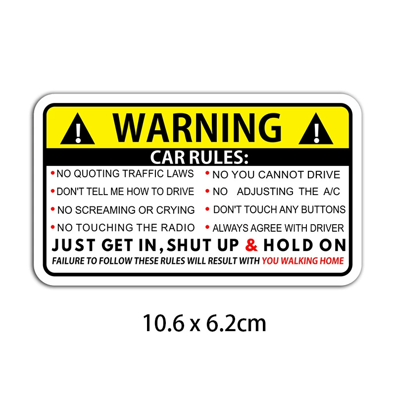 Funny Warning Car Stickers Set, PVC Waterproof, Multiple Designs, 2 pcs/set